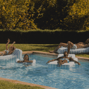 Blue Striped Flat Fabric Lounger Pool Float